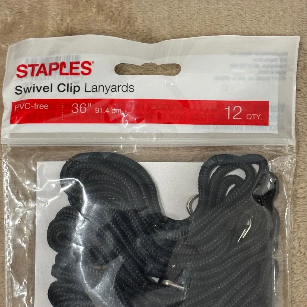 Staples Swivel Clip Lanyards Black 36